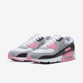 Nike Air Max 90 - Férfi Utcai Cipő - Fehér/Rózsaszín/Fekete/Szürke